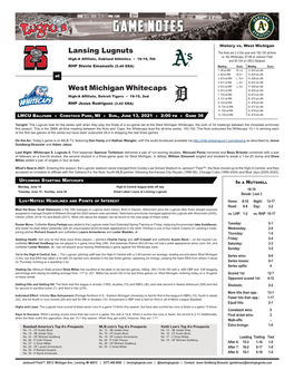 West Michigan Whitecaps Lansing Lugnuts