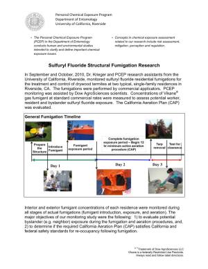 Sulfuryl Fluoride Structural Fumigation Research