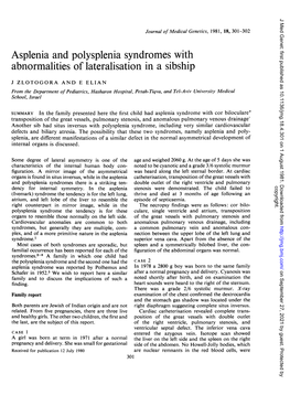 Asplenia and Polysplenia Syndromes with Abnormalities of Lateralisation in a Sibship