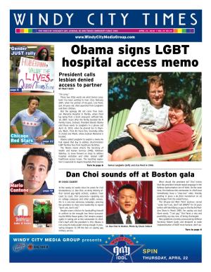 Obama Signs LGBT Hospital Access Memo President Calls Lesbian Denied Access to Partner Page 8 by Tracy Baim