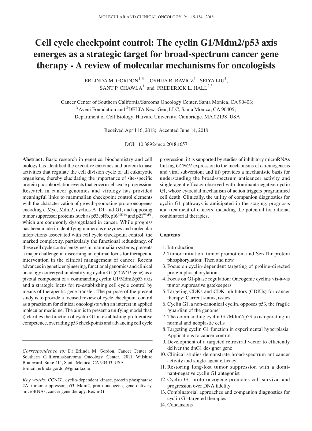 Cell Cycle Checkpoint Control: the Cyclin G1/Mdm2/P53 Axis Emerges