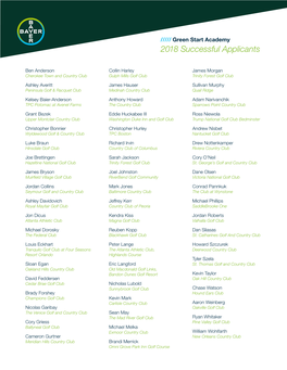 Green Start Applicants 2018