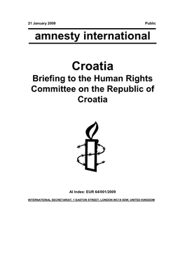 Croatia Briefing to the Human Rights Committee on the Republic of Croatia