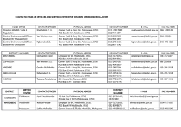 Contact Details of Officers and Service Centres for Wildlife Tarde and Regulation Head Office Contact Officer Physical Adress Co