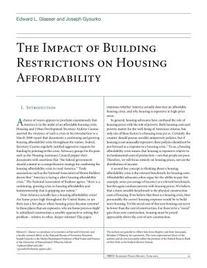 The Impact of Building Restrictions on Housing Affordability