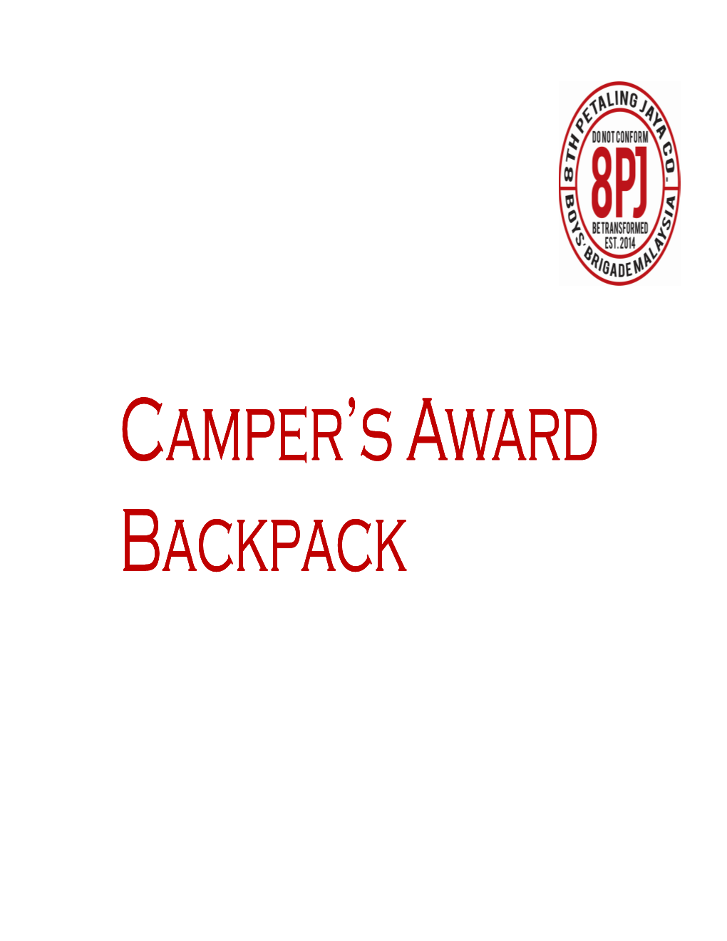 Camper's Award Backpack