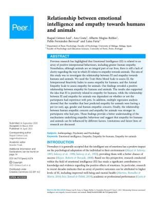 Relationship Between Emotional Intelligence and Empathy Towards Humans and Animals