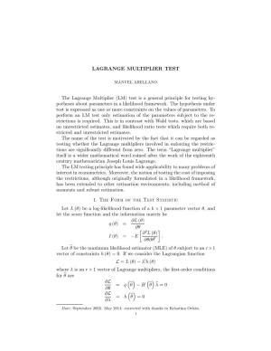 Lagrange Multiplier Test