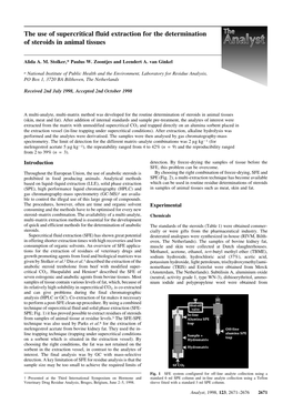 The Use of Supercritical Fluid Extraction for the Determination of Steroids in Animal Tissues