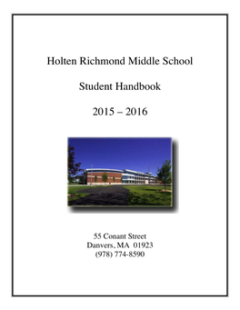 Holten Richmond Middle School Student Handbook 2015 – 2016