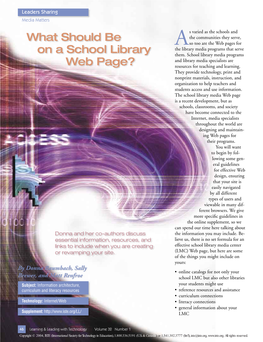 What Should Be on a School Library Web Page?” by Donna Baumbach Et