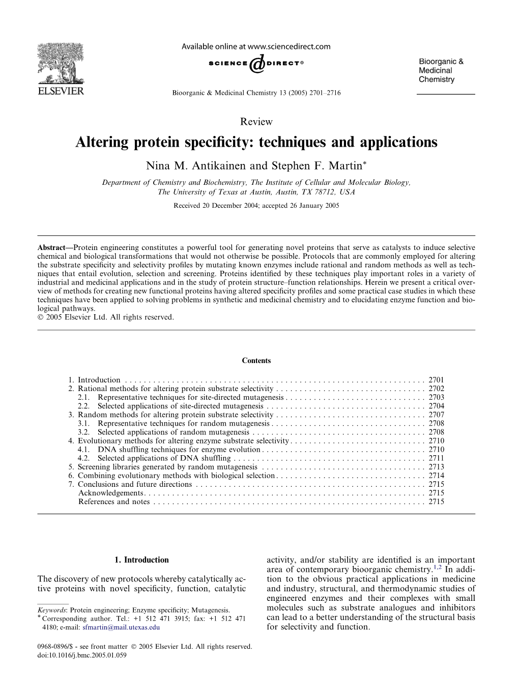 Altering Protein Specificity: Techniques and Applications