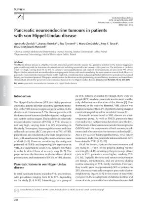 Pancreatic Neuroendocrine Tumours in Patients with Von Hippel-Lindau Disease