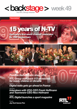 15 Years of N-TV Germany's First News Channel Celebrates Its 15Th Anniversary