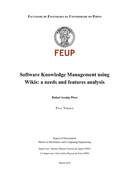 Software Knowledge Management Using Wikis: a Needs and Features Analysis
