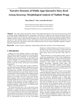 Narrative Structure of Mobile Apps Interactive Story Kisah Lutung Kasarung: Morphological Analysis of Vladimir Propp