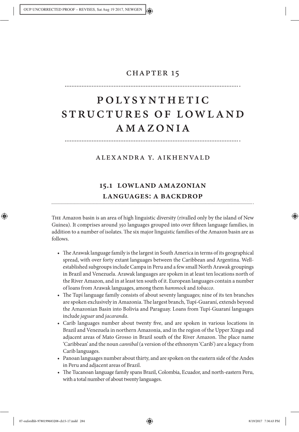 Polysynthetic Structures of Lowland Amazonia