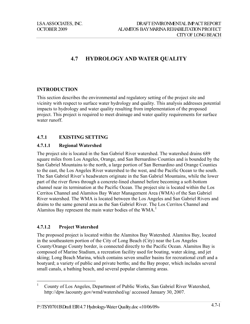 4.7 Hydrology and Water Quality