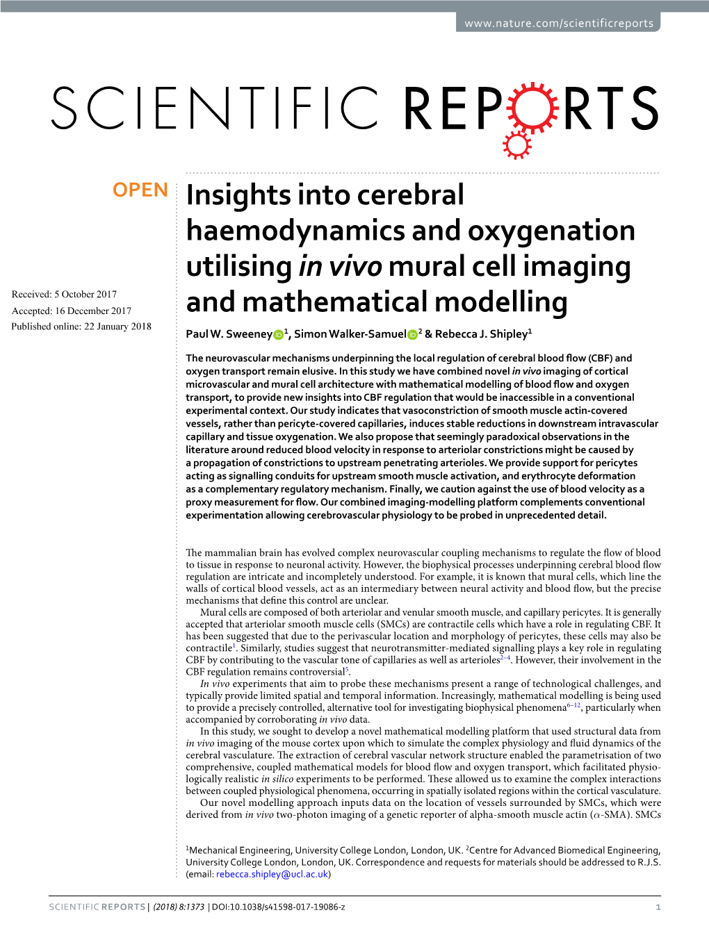 Insights Into Cerebral Haemodynamics and Oxygenation Utilising in Vivo