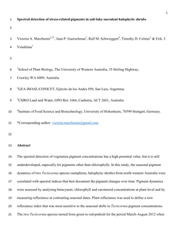 Marchesini Et Al 2016, Spectral Detection of Stress-Related Pigments