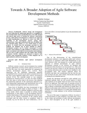 Towards a Broader Adoption of Agile Software Development Methods