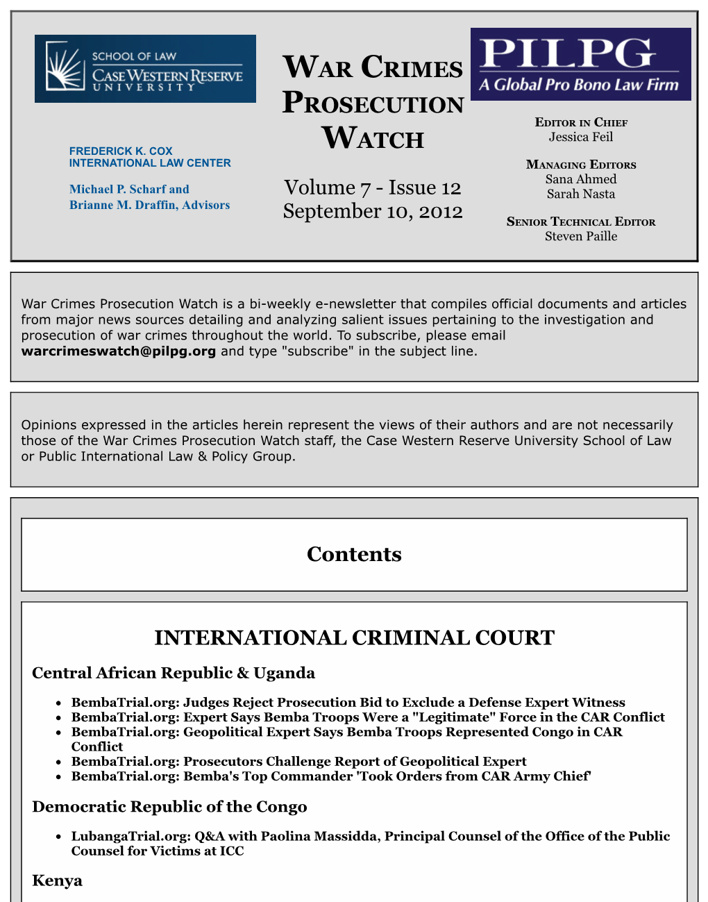 War Crimes Prosecution Watch