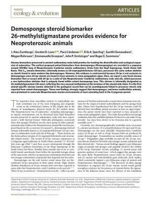 Demosponge Steroid Biomarker 26-Methylstigmastane Provides Evidence for Neoproterozoic Animals