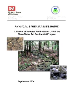 Physical Stream Assessment: a Review of Selected Protocols for Use in the Clean Water Act Section 404 Program