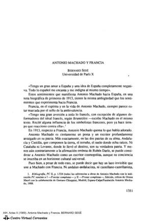 Actas X. AIH. Antonio Machado Y Francia. BERNARD SESÉ