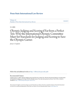 Olympic Judging and Scoring If Far from a Perfect