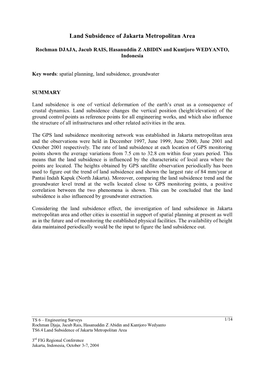 Land Subsidence of Jakarta Metropolitan Area