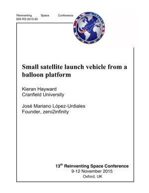 Small Satellite Launch Vehicle from a Balloon Platform
