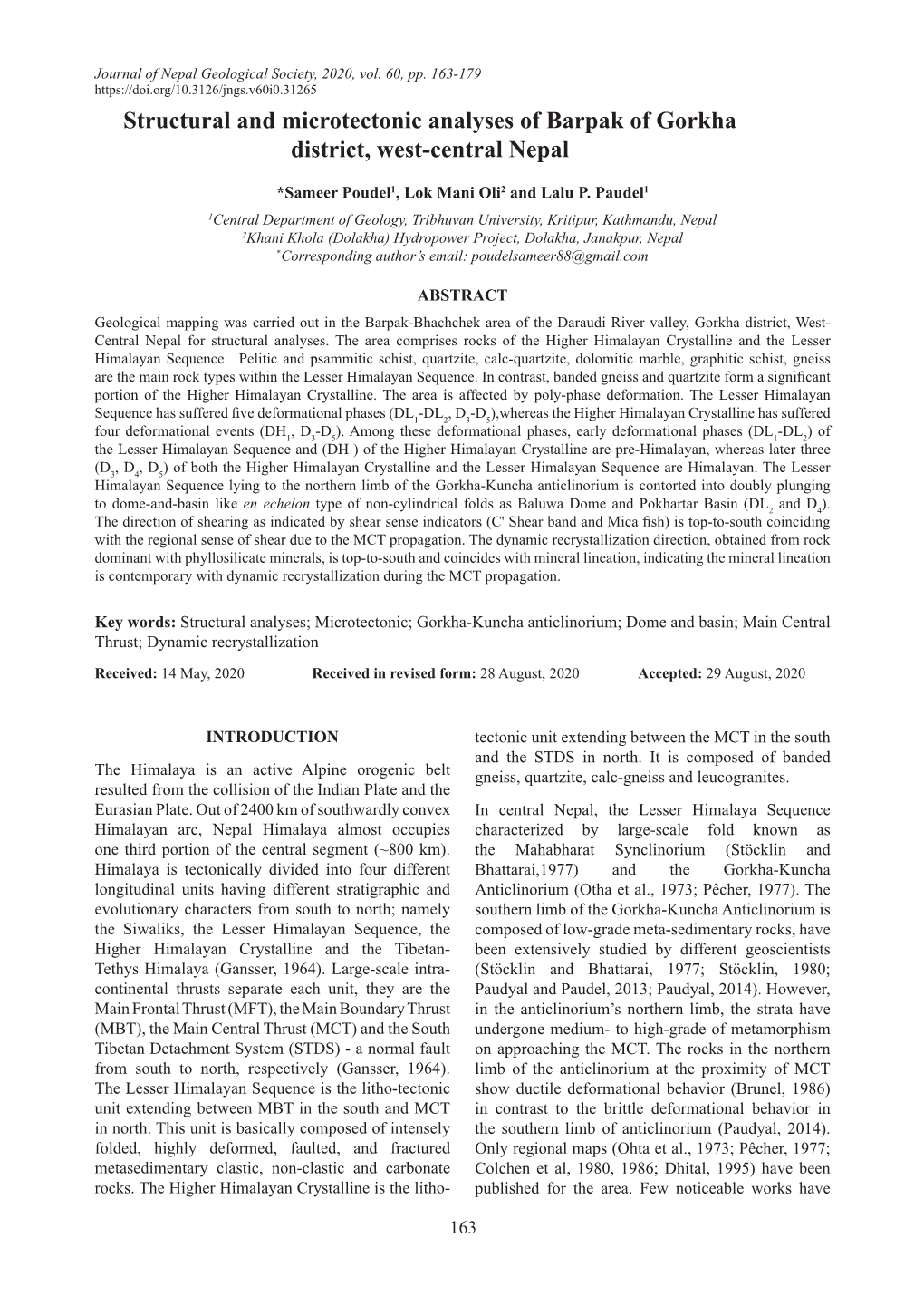 Structural and Microtectonic Analyses of Barpak of Gorkha District, West-Central Nepal