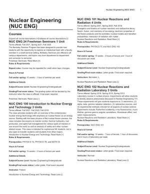 Nuclear Engineering (NUC ENG) 1