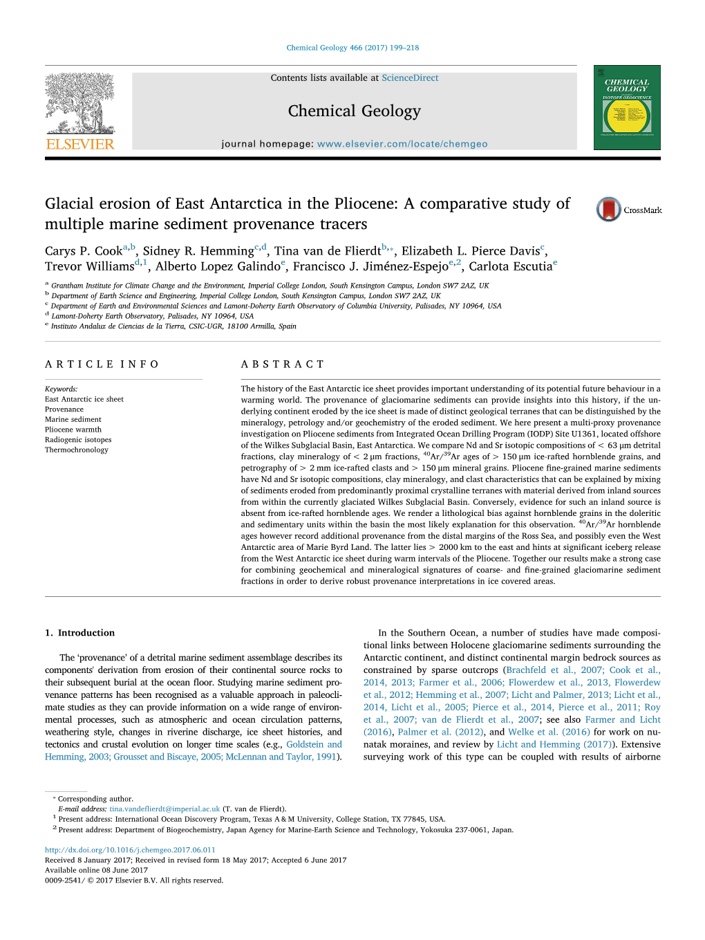 Glacial Erosion of East Antarctica in the Pliocene a Comparative Study