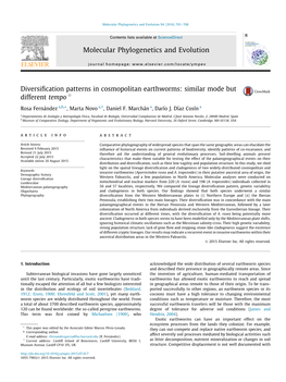 Diversification Patterns in Cosmopolitan Earthworms: Similar