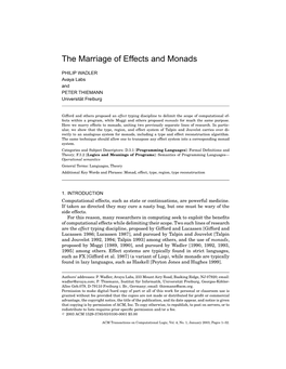 The Marriage of Effects and Monads