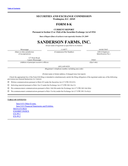 SANDERSON FARMS, INC. (Exact Name of Registrant As Specified in Its Charter)