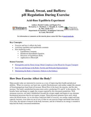 Ph Regulation During Exercise Acid-Base Equilibria Experiment