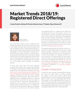 Market Trends 2018/19: Registered Direct Offerings