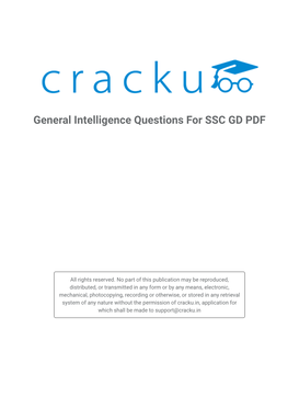 General Intelligence Questions for SSC GD PDF