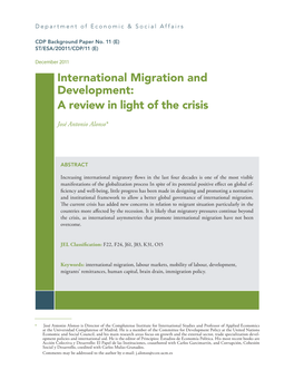 International Migration and Development: a Review in Light of the Crisis