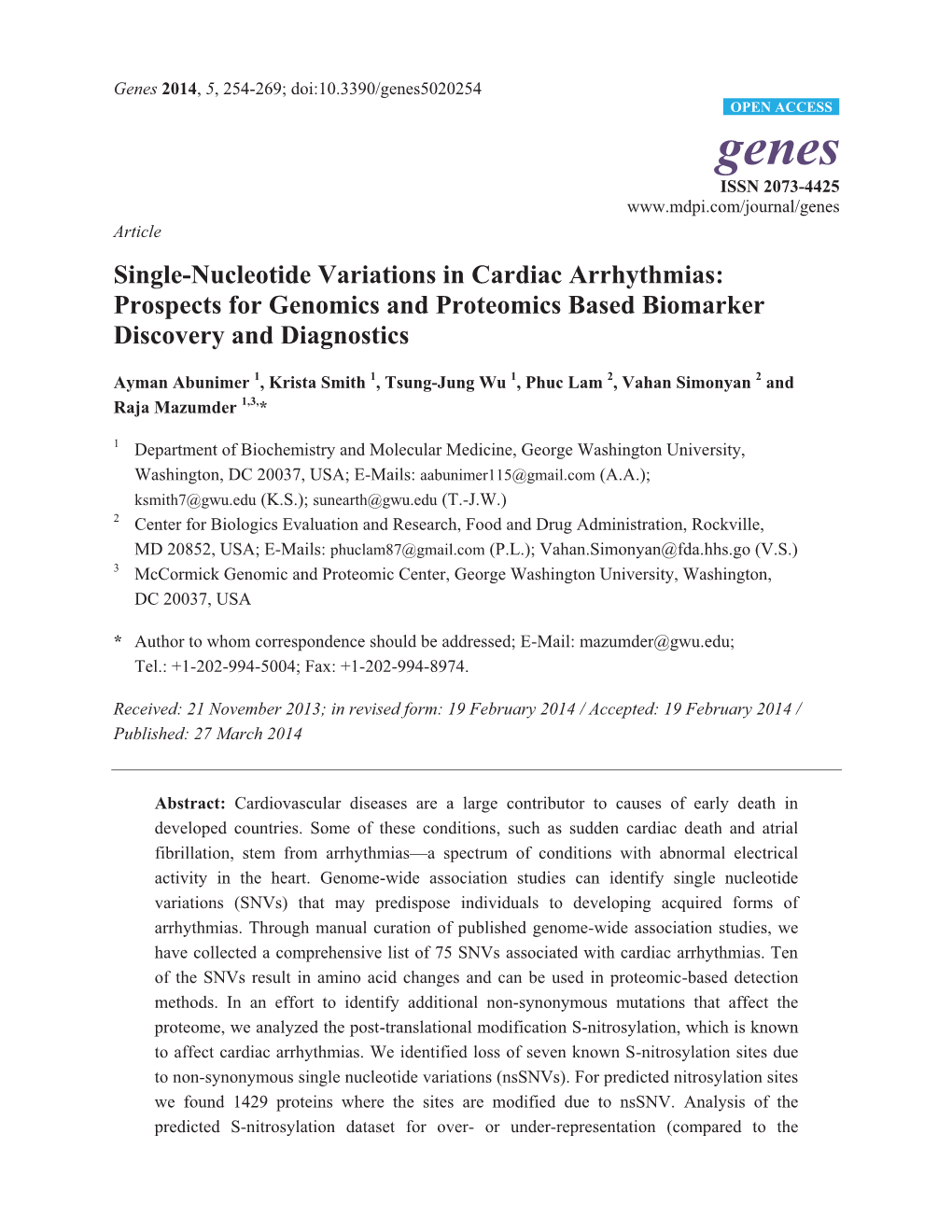 Single-Nucleotide Variations in Cardiac Arrhythmias: Prospects for Genomics and Proteomics Based Biomarker Discovery and Diagnostics