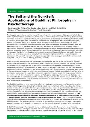 Applications of Buddhist Philosophy in Psychotherapy