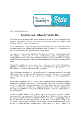 Ride in the Tracks of Tour De Yorkshire Stars
