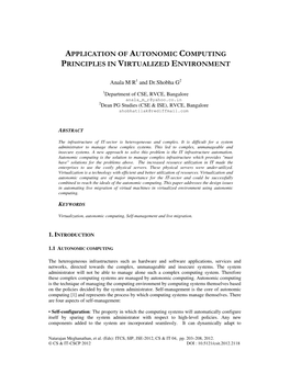 Application of Autonomic Computing Principles in Virtualized Environment