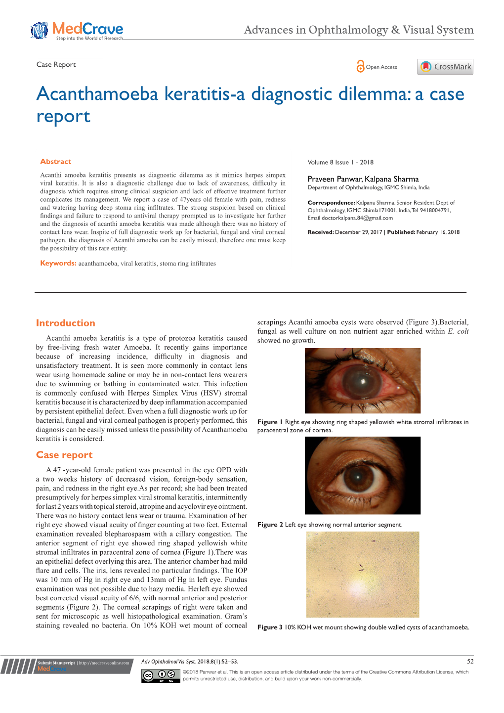 Acanthamoeba Keratitis A Diagnostic Dilemma A Case Report Docslib