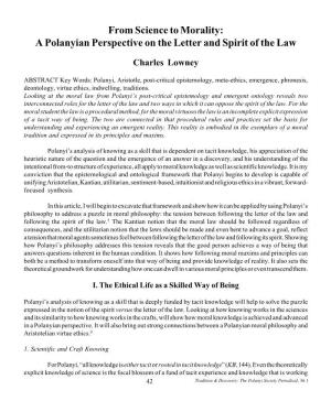 From Science to Morality: a Polanyian Perspective on the Letter and Spirit of the Law