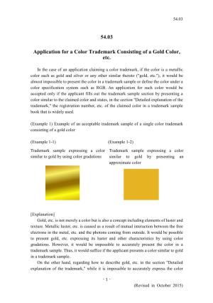 54.03 Application for a Color Trademark Consisting of a Gold Color, Etc