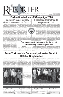 Federation to Kick Off Campaign 2020 Penn-York Jewish Community